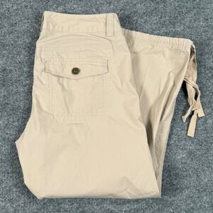 DKNY Active Size 8 Khaki Cargo Capri Pants Tie Ankle Utility Neutral Hiking Golf